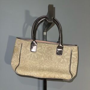 Victoria’s Secret tan and metallic tote bag purse EUC